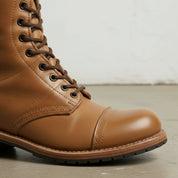 Men's Tan Cap-Toe Leather Combat Boots