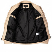 Men's Beige Fringe Leather Biker Jacket