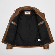 Men's Brown Leather Biker Jacket