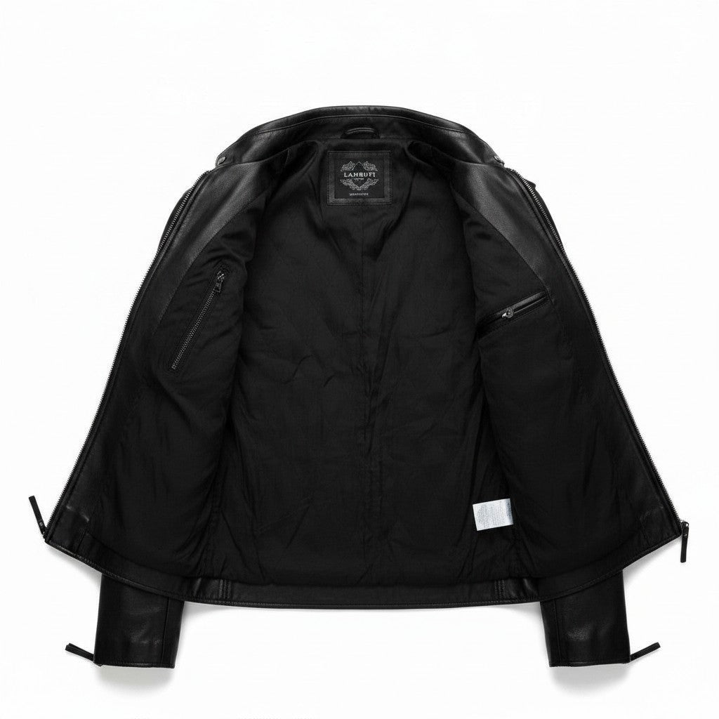 Men's Black Antique Wash Leather Biker Jacket
