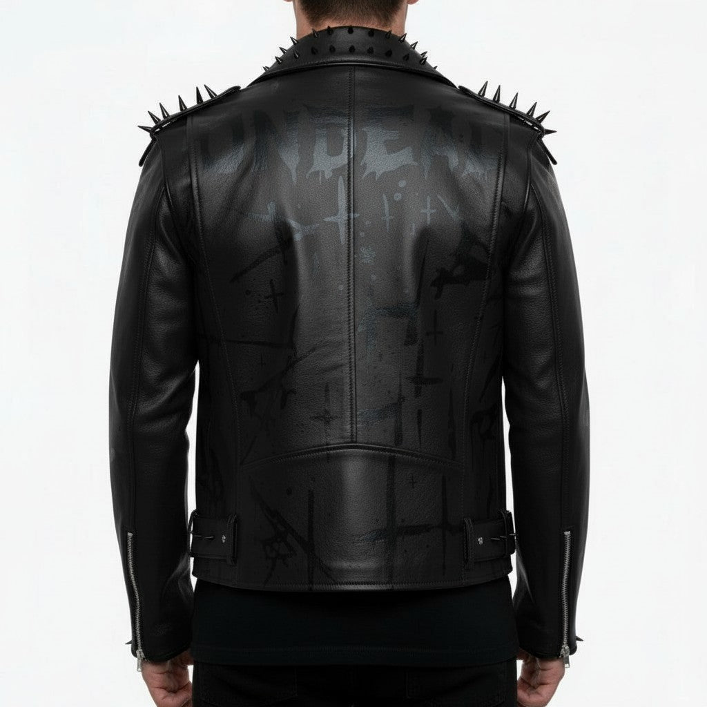 Men's Black Leather Biker Jacket