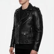 Men's Black Leather Biker Jacket
