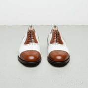 Handmade Mens Two Tone Formal Shoes, Brown and White Spectator Shoes