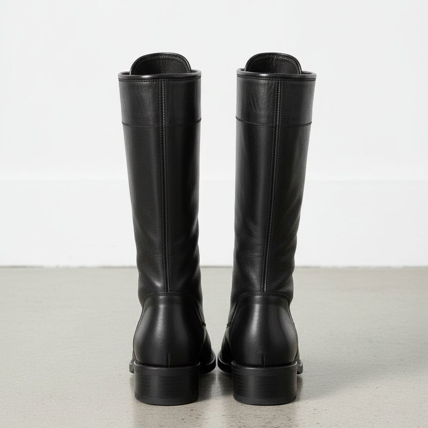 New Handmade Mens Style Superb Leather Boots Long Men Boot Leather - Black