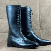 New Handmade Mens Style Superb Leather Boots Long Men Boot Leather - Black