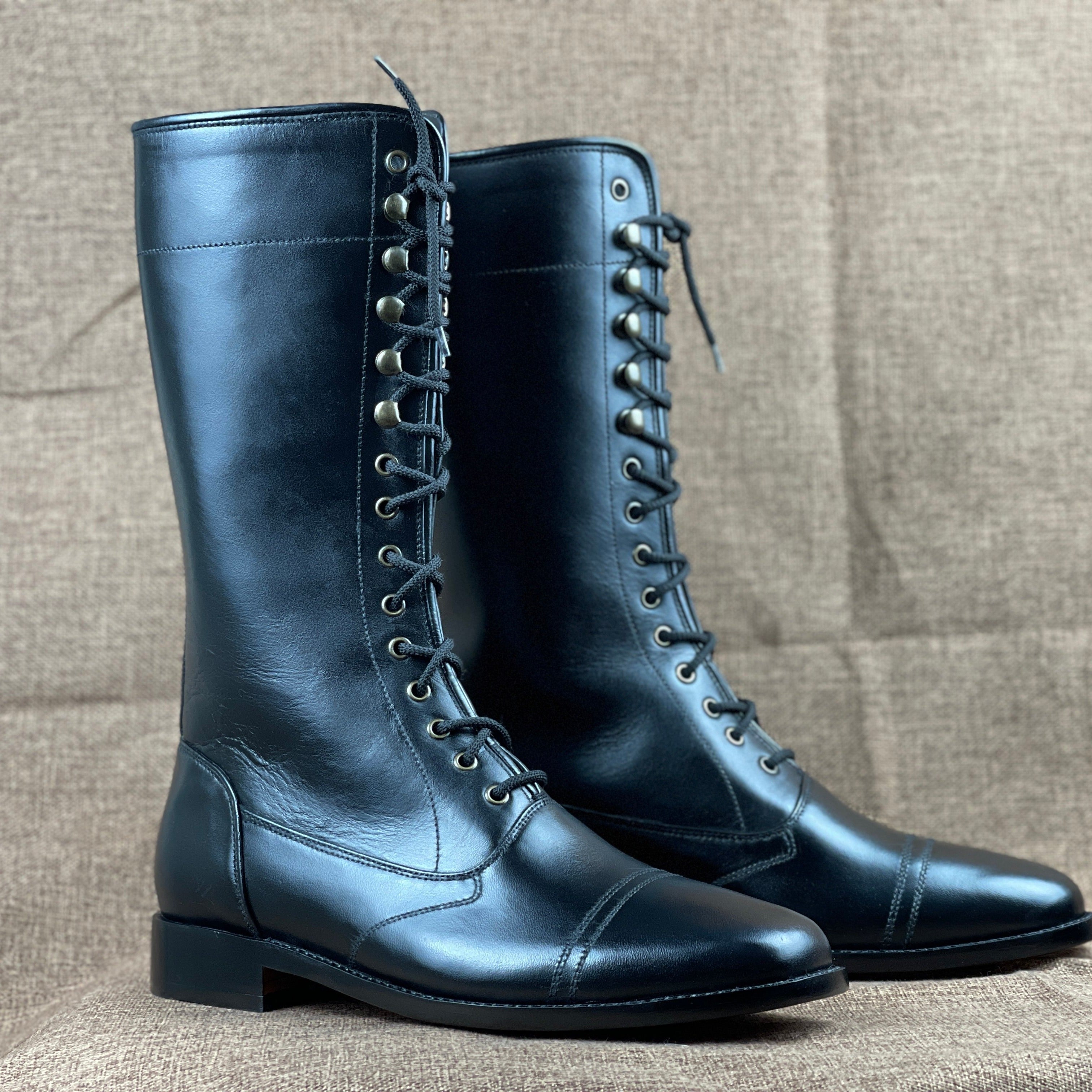 New Handmade Mens Style Superb Leather Boots Long Men Boot Leather - Black
