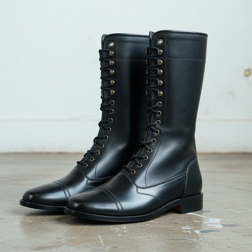 New Handmade Mens Style Superb Leather Boots Long Men Boot Leather - Black