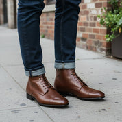 Handcrafted Men's Brown Leather Ankle Boots