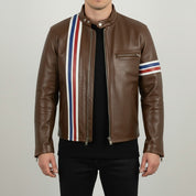 Men's Brown Leather Biker Jacket
