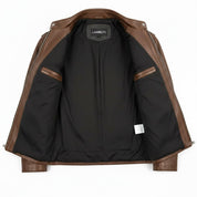 Men's Brown Leather Biker Jacket