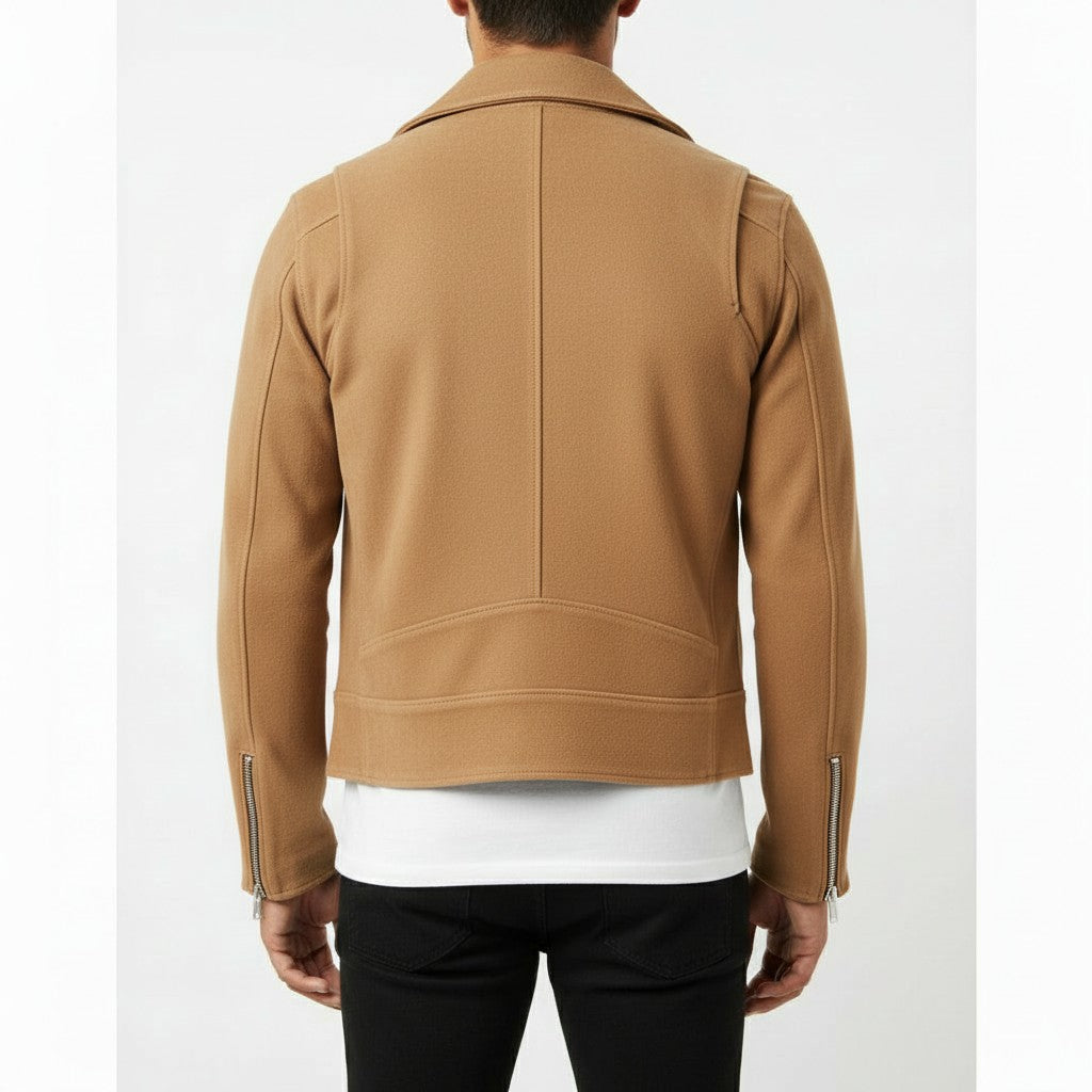 Men's Tan Suede Biker Jacket