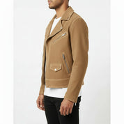 Men's Tan Suede Biker Jacket