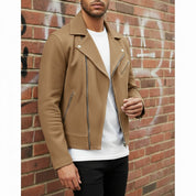 Men's Tan Suede Biker Jacket