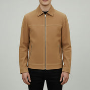 Men's Tan Suede Bomber Jacket