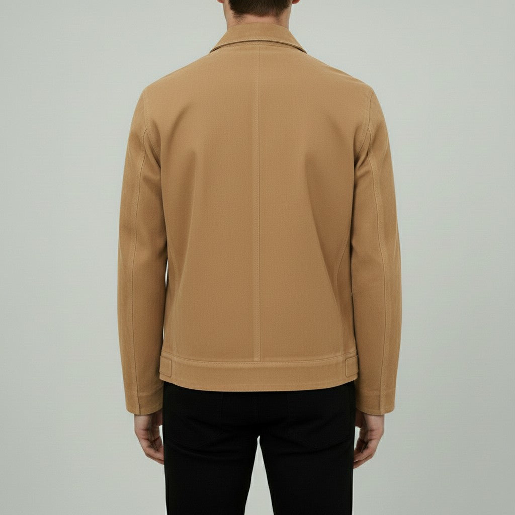 Men's Tan Suede Bomber Jacket