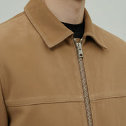 Men's Tan Suede Bomber Jacket