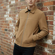 Men's Tan Suede Bomber Jacket