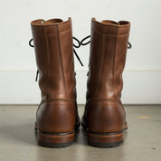 Men's Brown Plain-Toe Leather Combat Boots