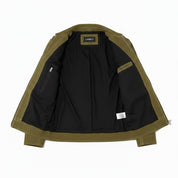 Men's Olive Green Suede Bomber Jacket