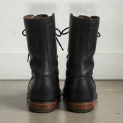 Men's Black Plain-Toe Leather Combat Boots