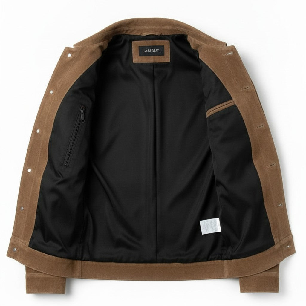 Men's Tan Suede Trucker Jacket