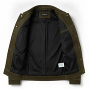 Men's Olive Green Suede Trucker Jacket