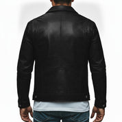 Men's Black Leather Cafe Racer Jacket