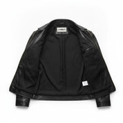 Men's Black Leather Cafe Racer Jacket