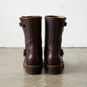 Men's Burgundy Plain-Toe Leather Biker Boots — Aldenham