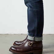 Men's Burgundy Plain-Toe Leather Biker Boots — Aldenham
