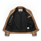 Men's Tan Leather Cafe Racer Jacket