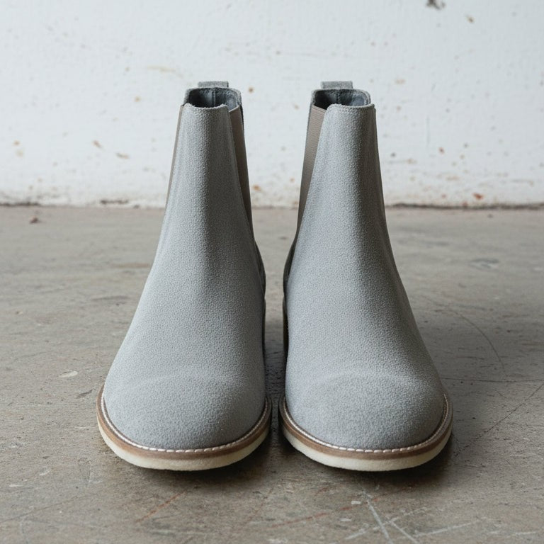 Men's Light Grey Suede Chelsea Boots