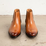 Men's Tan and Dark Brown Plain-Toe Leather Chelsea Boots — Grays