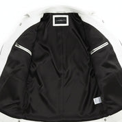 Women's White Leather Biker Jacket