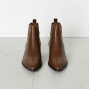 Men's Brown Pointed-Toe Leather Chelsea Boots