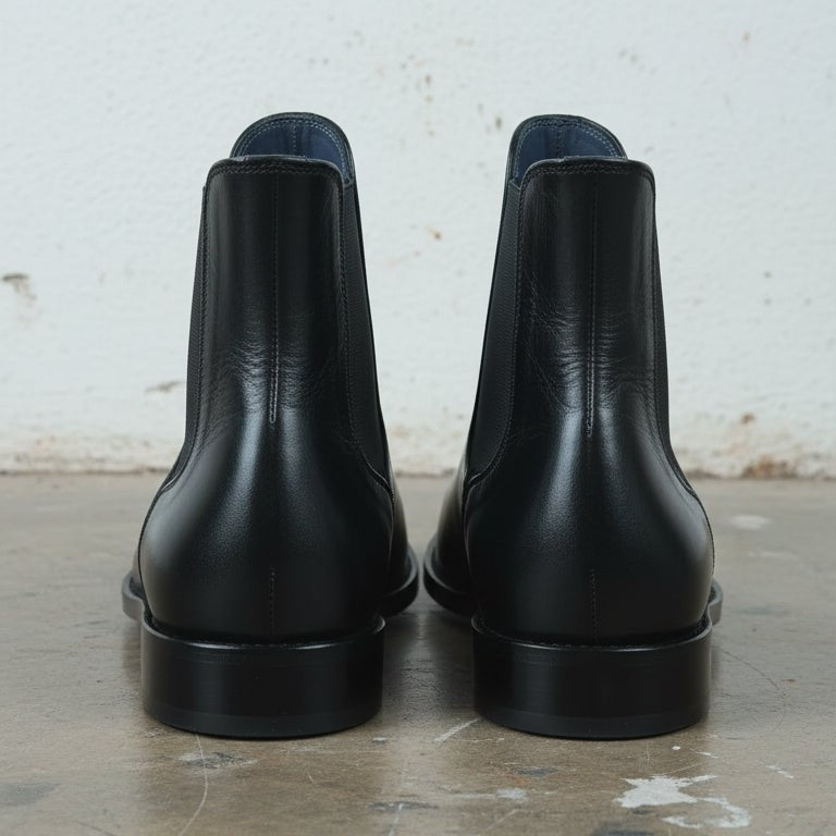 Men's Black Plain-Toe Leather Chelsea Boots — Dunton
