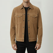 Men's Tan Suede Trucker Jacket