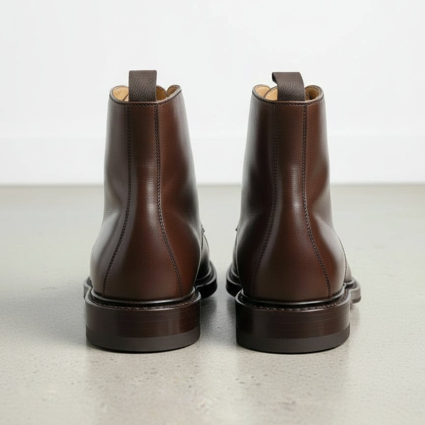 Men's Brown Cap-Toe Leather Derby Ankle Boots — Goodhall