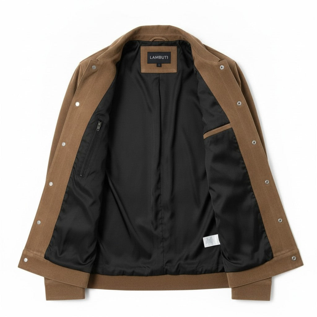 Men's Tan Suede Trucker Jacket