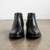 Men's Black Plain-Toe Leather Ankle Boots
