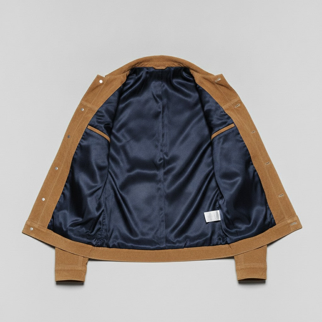 Men's Tan Suede Trucker Jacket