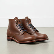 Men's Brown Plain-Toe Leather Ankle Boots