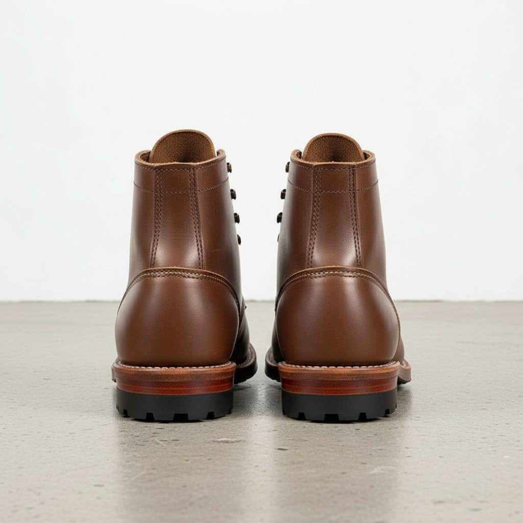 Men's Brown Plain-Toe Leather Ankle Boots