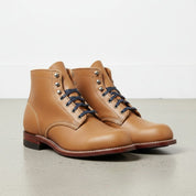 Men's Tan Plain-Toe Leather Ankle Boots