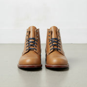 Men's Tan Plain-Toe Leather Ankle Boots