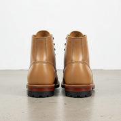 Men's Tan Plain-Toe Leather Ankle Boots