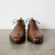 Men's Brown Crocodile-Embossed Leather Oxfords