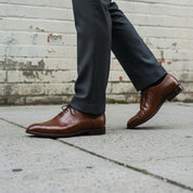 Men's Brown Crocodile-Embossed Leather Oxfords