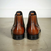 Men's Brown Wingtip Leather Chelsea Boots