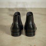 Men's Black Wingtip Leather Chelsea Boots